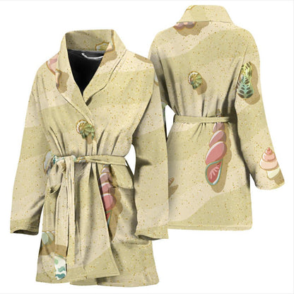 Beach with Seashell Theme Women Bath Robe-JTAMIGO.COM