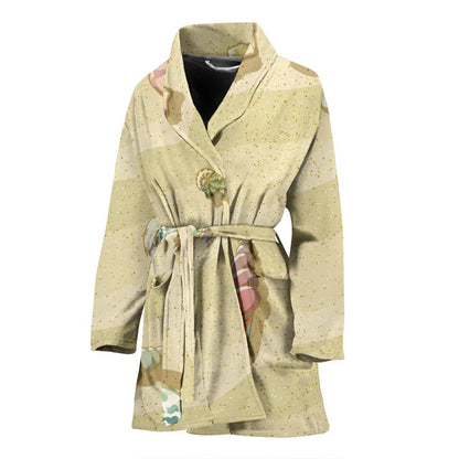 Beach with Seashell Theme Women Bath Robe-JTAMIGO.COM