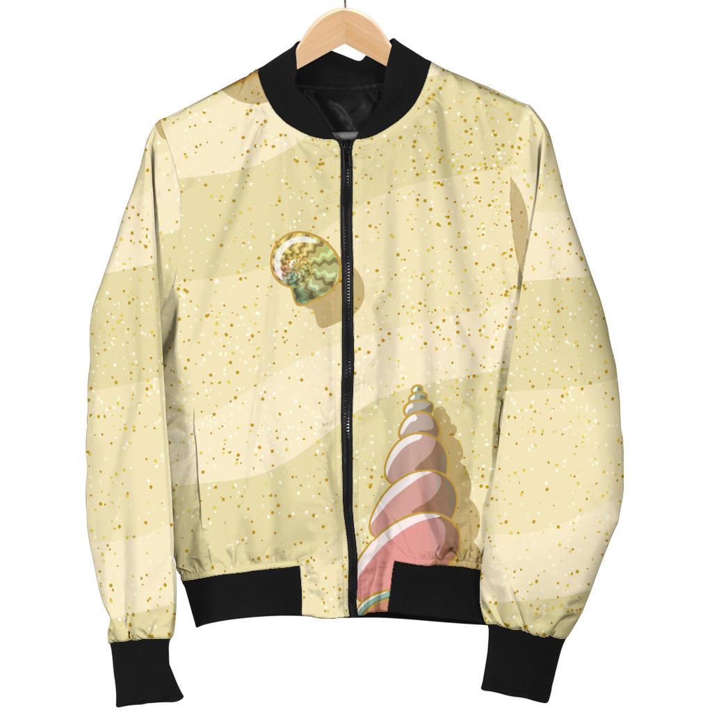 Beach With Seashell Theme Women Casual Bomber Jacket