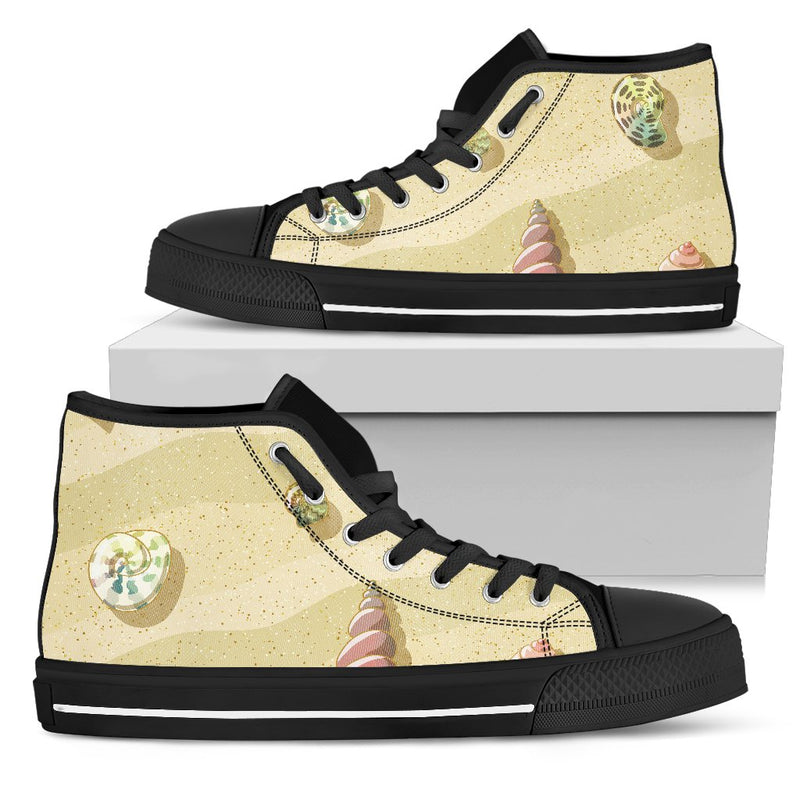 Beach with Seashell Theme Women High Top Shoes