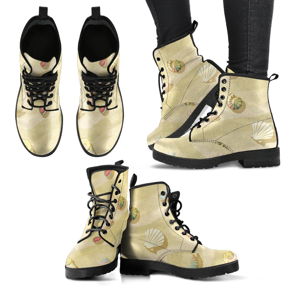 Beach with Seashell Theme Women Leather Boots-JTAMIGO.COM