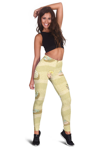 Beach with Seashell Theme Women Leggings