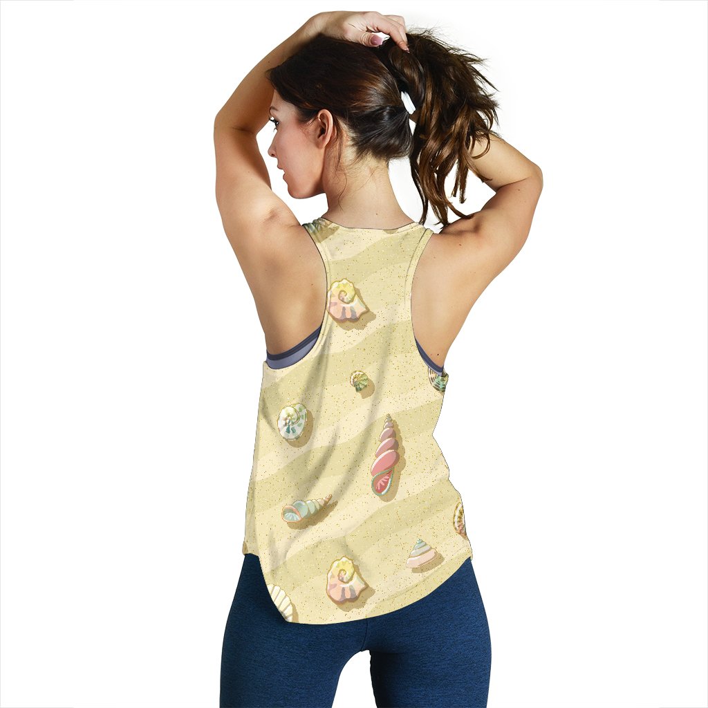 Beach with Seashell Theme Women Racerback Tank Top
