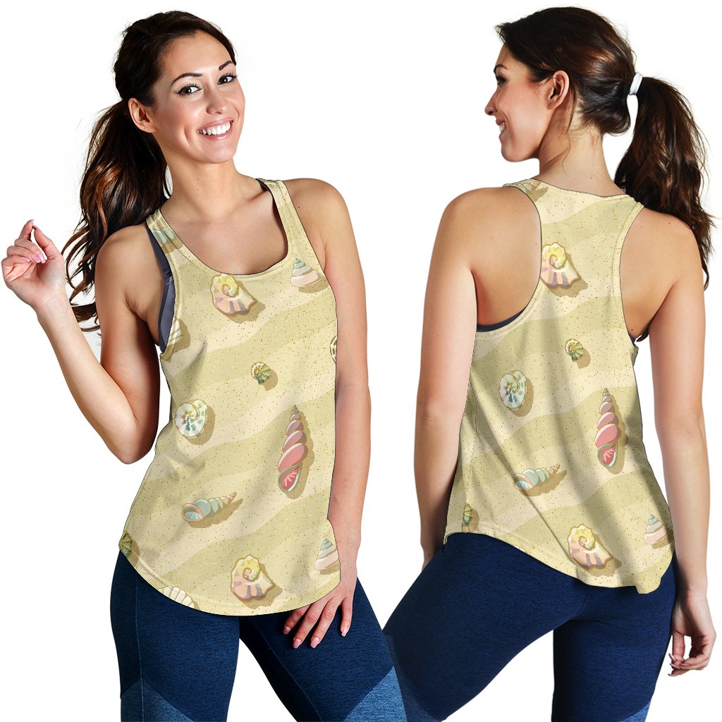 Beach with Seashell Theme Women Racerback Tank Top