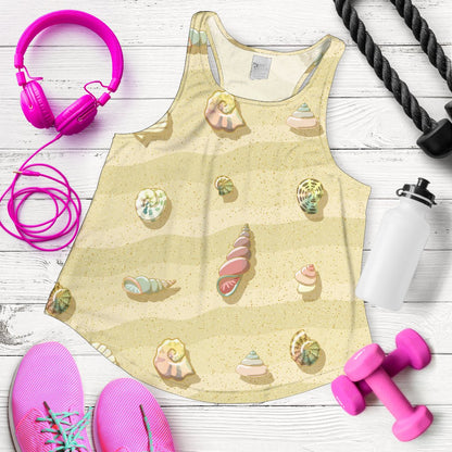 Beach with Seashell Theme Women Racerback Tank Top