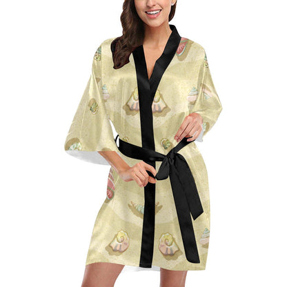 Beach with Seashell Theme Women Short Kimono Robe