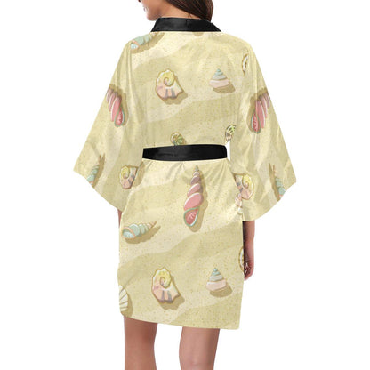 Beach with Seashell Theme Women Short Kimono Robe