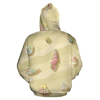 Beach with Seashell Theme Zip Up Hoodie