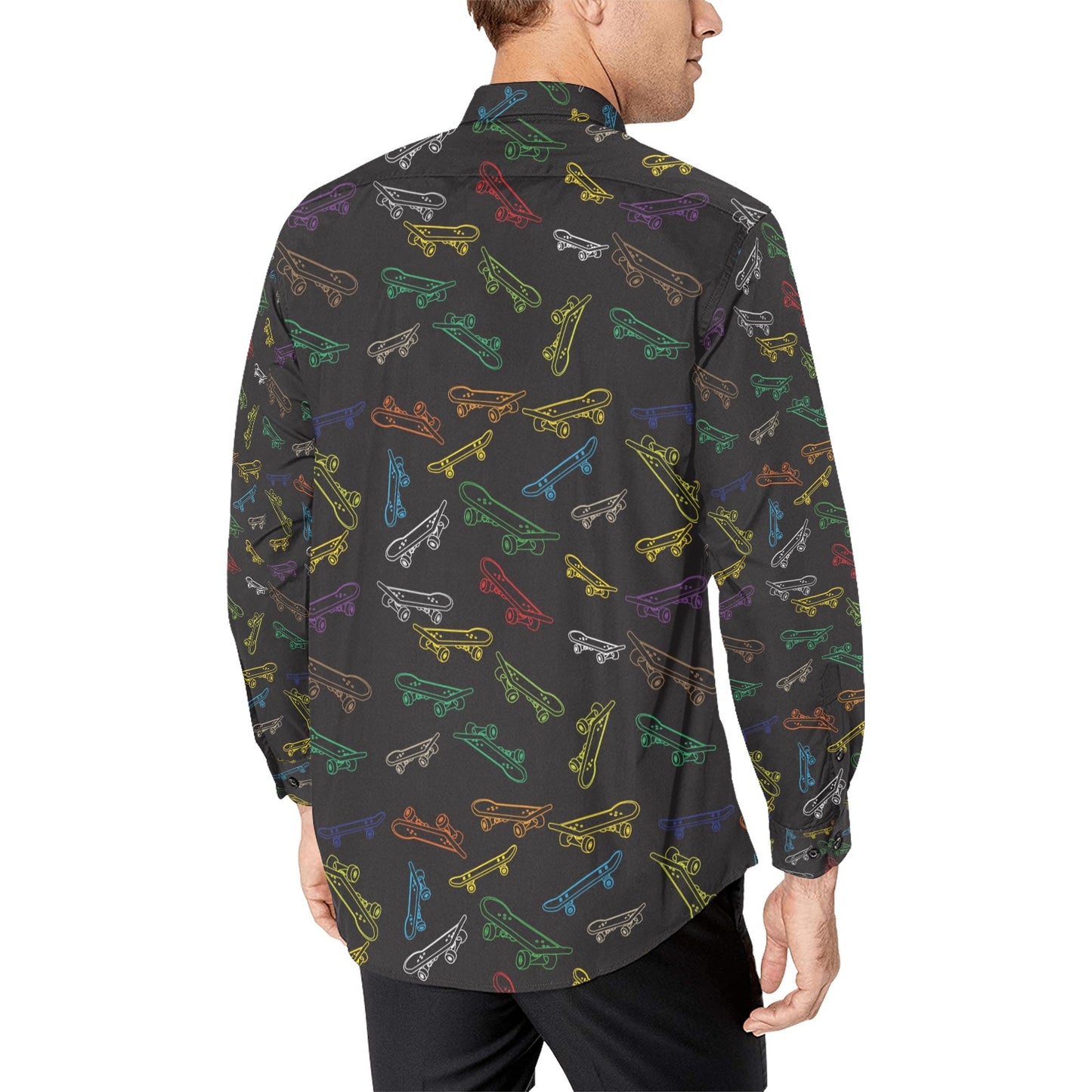 Skateboard Print Design LKS301 Men's Long Sleeve Dress Shirt