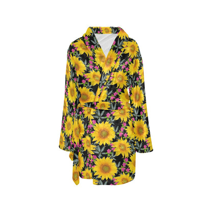 Sunflower Pattern Print Design SF014 Women's Fleece Robe
