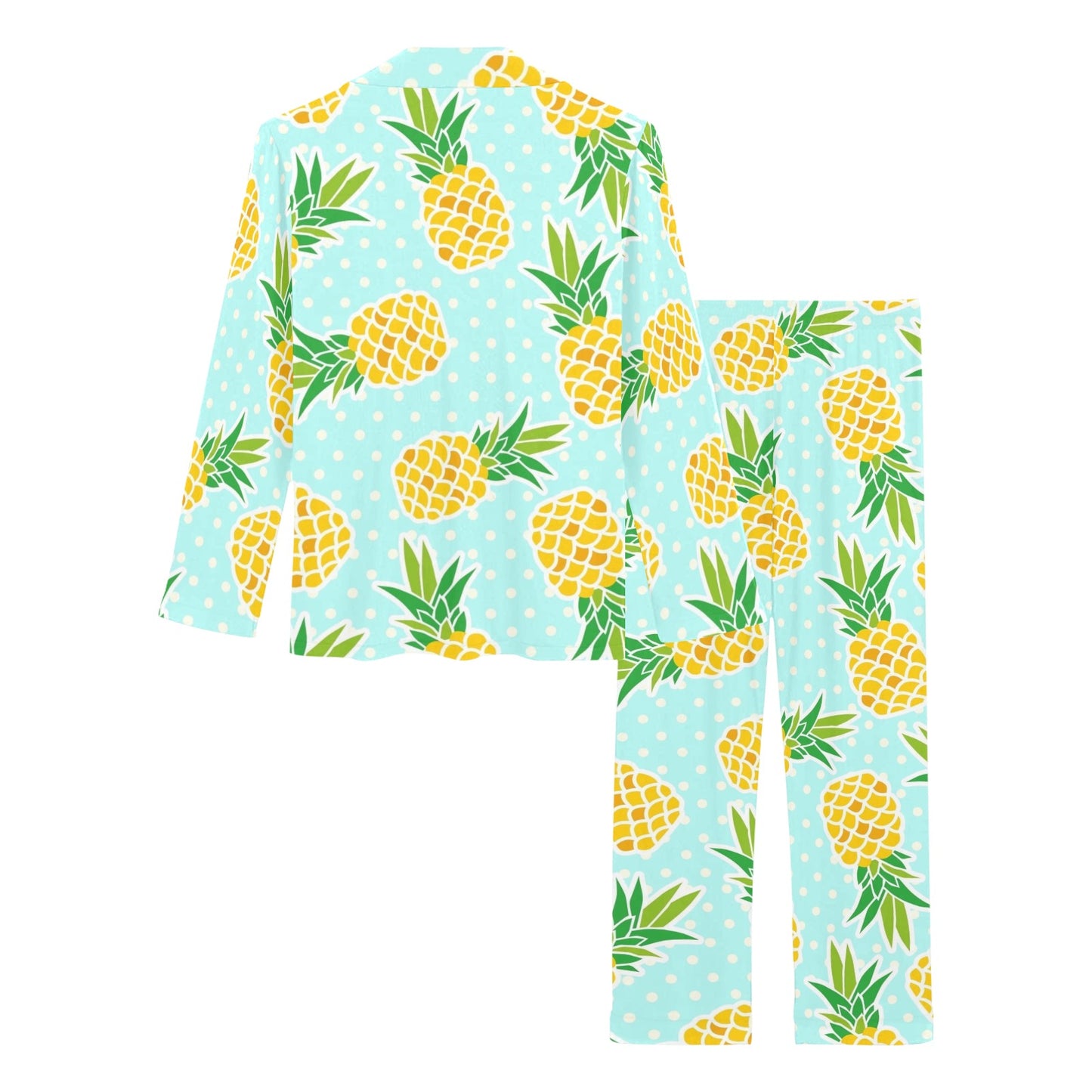 Pineapple Pattern Print Design PP01 Women's Long Pajama Set