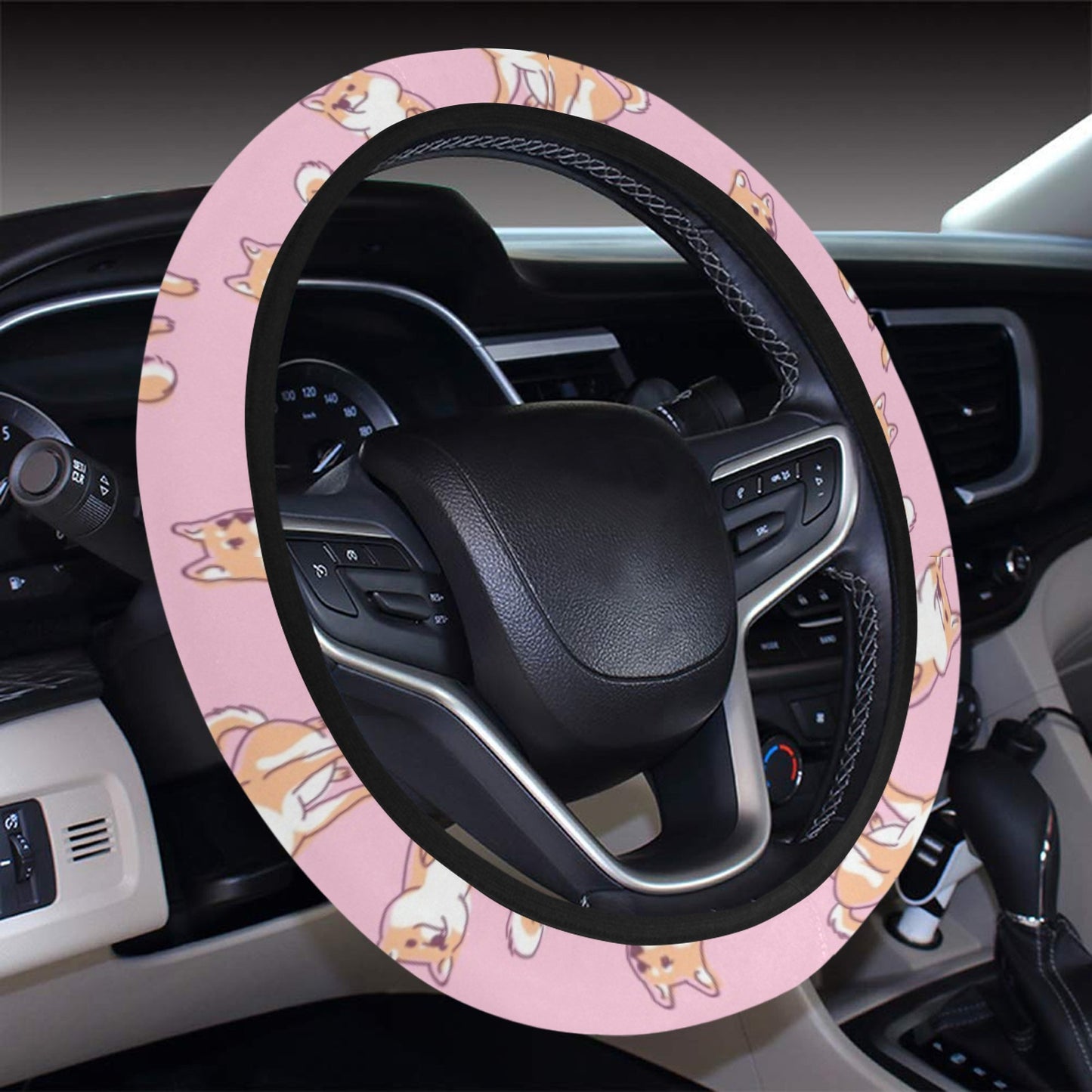 Shiba Inu Print Design LKS303 Steering Wheel Cover with Elastic Edge