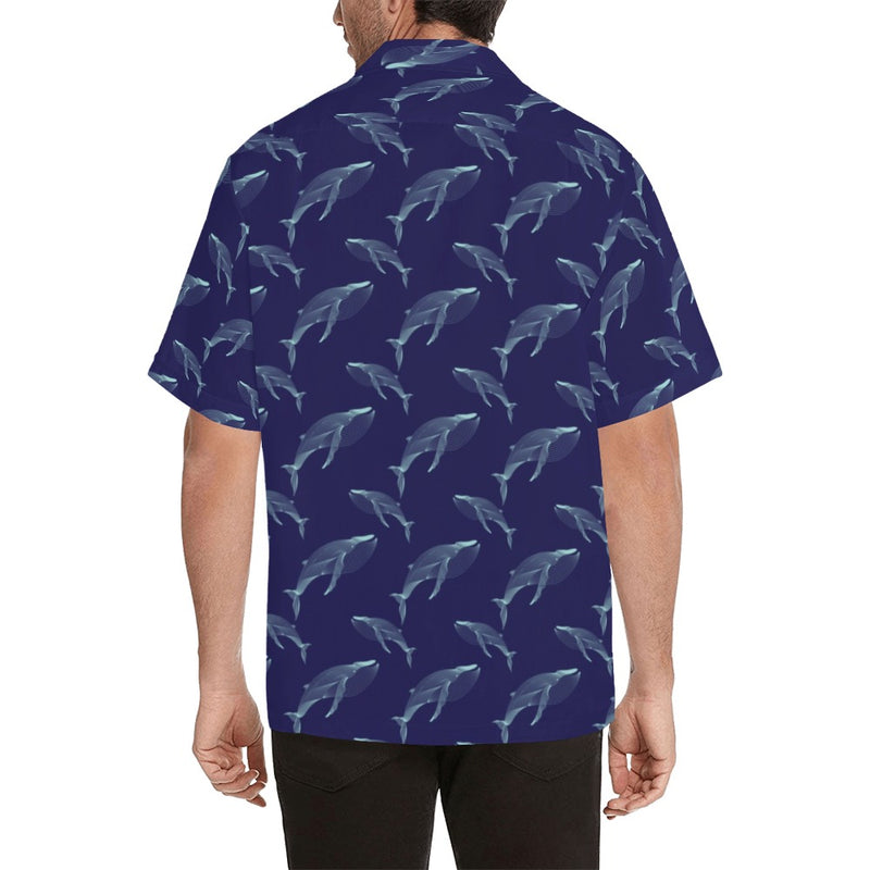 Blue Whale Print Design LKS402 Men's Men's Hawaiian Shirt