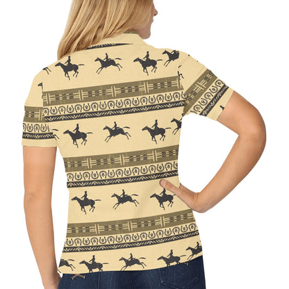 Horse Pattern Prnt Women's Polo Shirt
