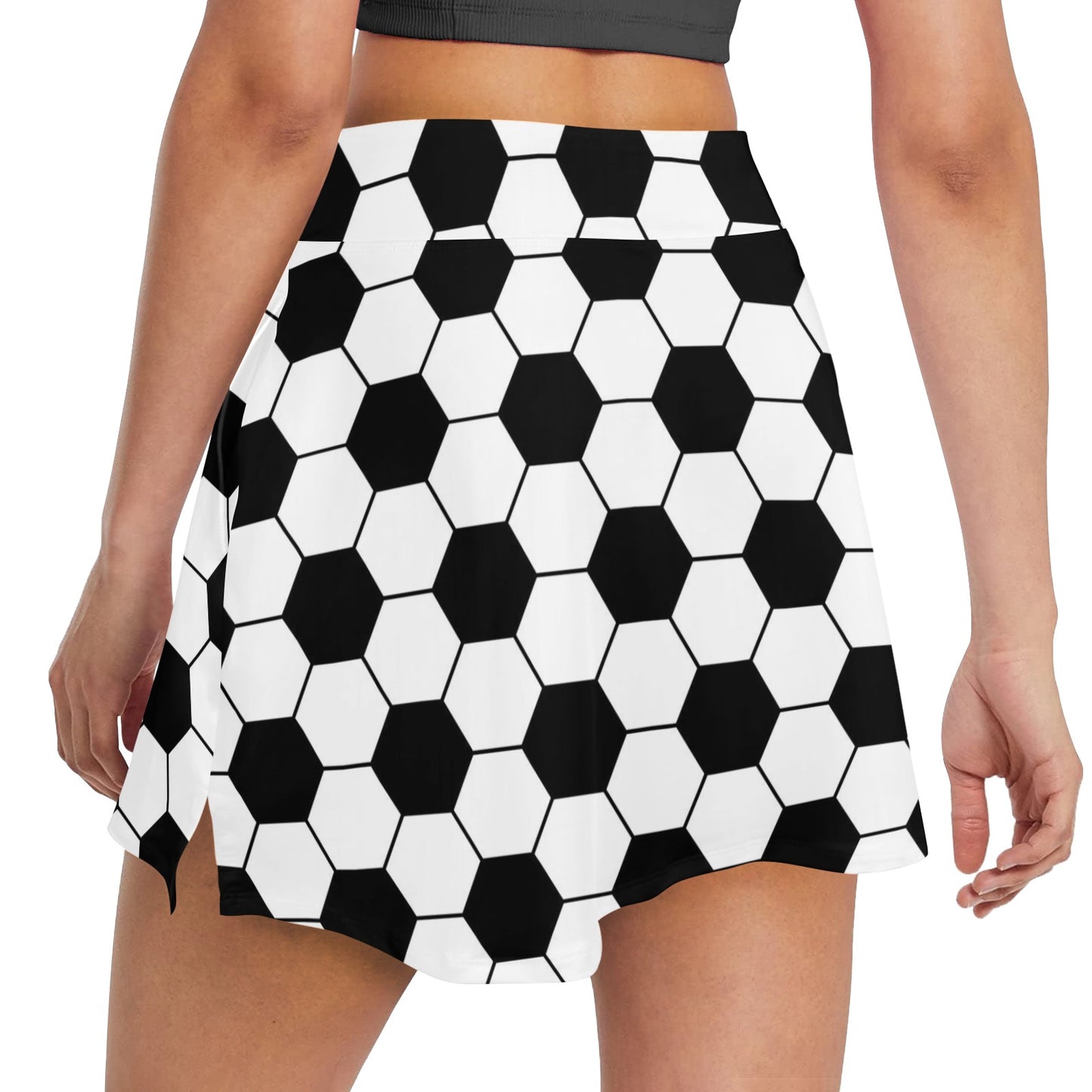 Soccer Ball Texture Print Design LKS303 17" Golf & Pickleball Skort with Pockets