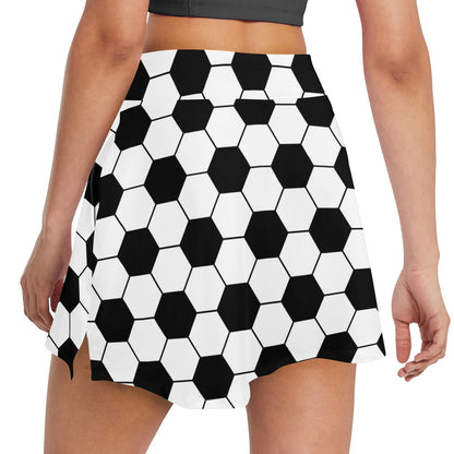 Soccer Ball Texture Print Design LKS303 17" Golf & Pickleball Skort with Pockets