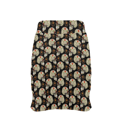 Sugar Skull Flower Design Themed Print 17" Golf & Pickleball Skort with Pockets