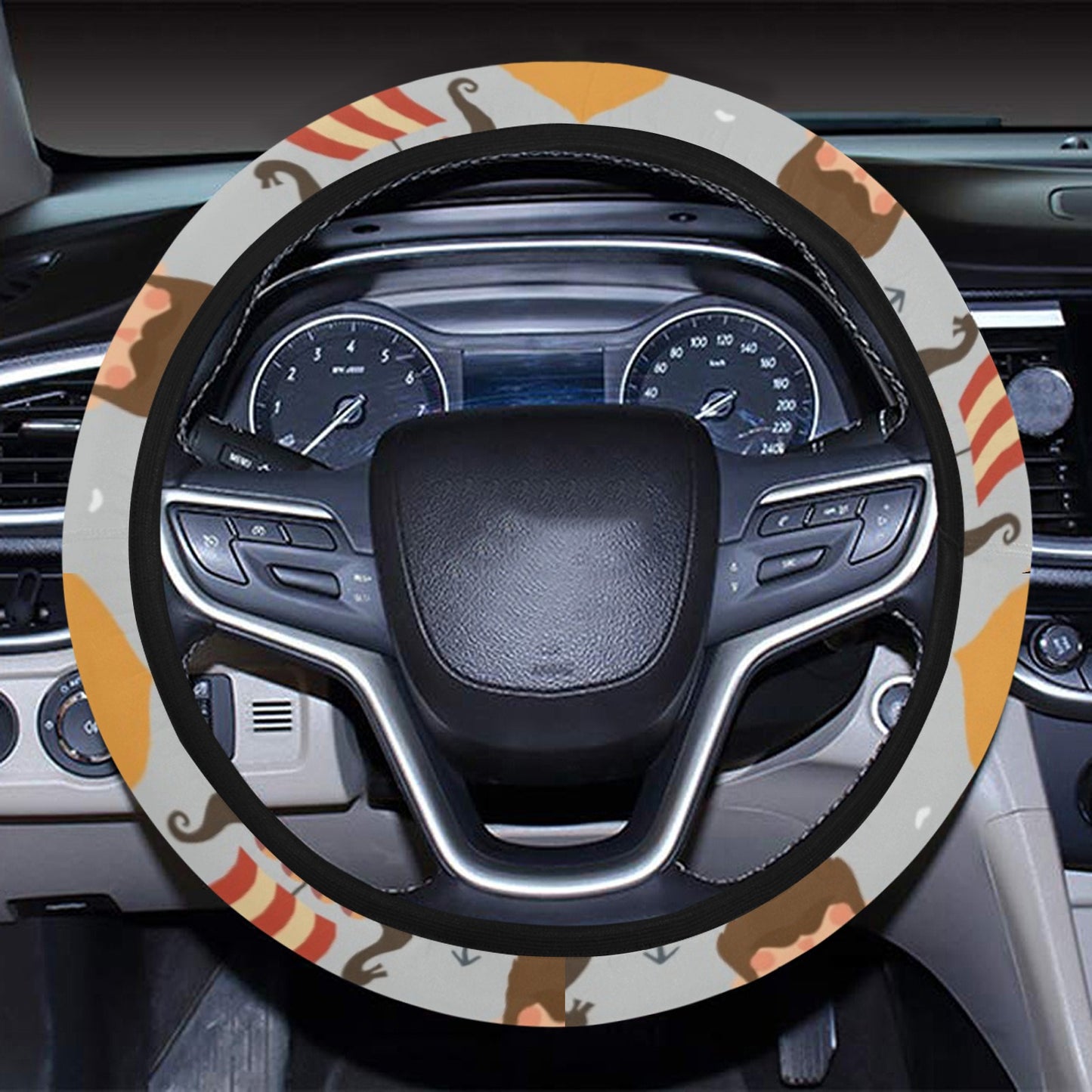 Vikings Print Design LKS307 Steering Wheel Cover with Elastic Edge