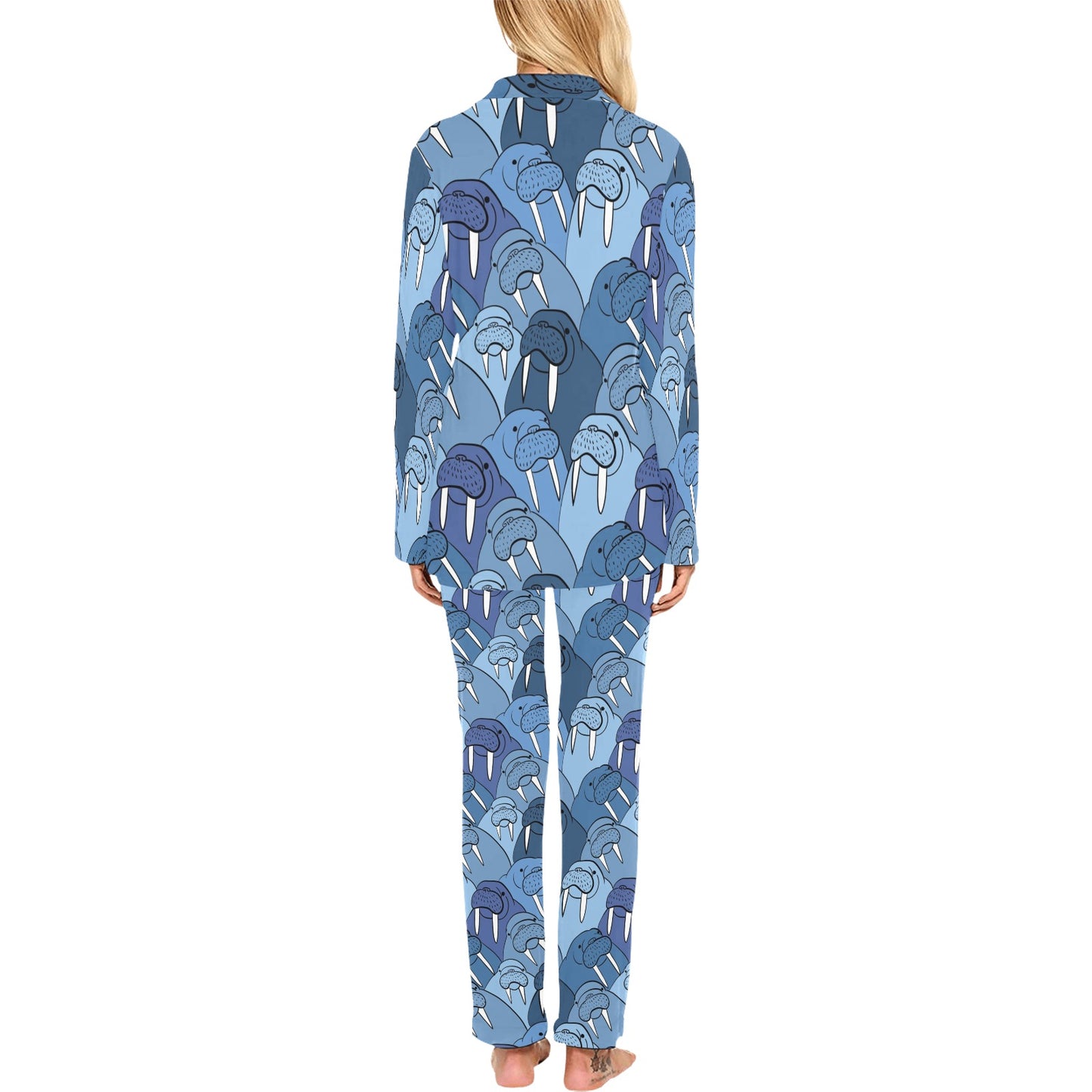 Walrus Pattern Print Design 01 Women's Long Pajama Set