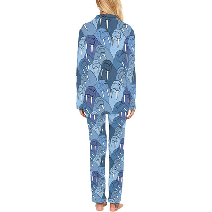 Walrus Pattern Print Design 01 Women's Long Pajama Set