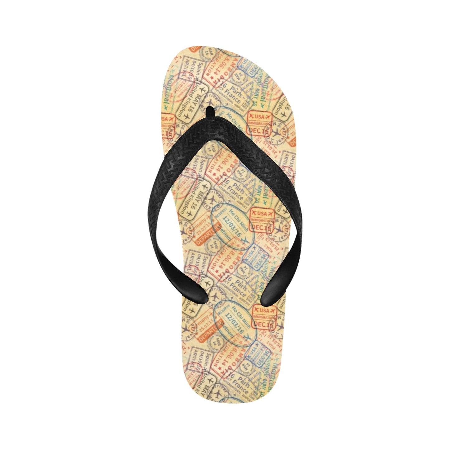 Travel Stamp Print Design LKS302 Flip Flops