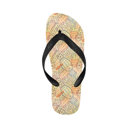 Travel Stamp Print Design LKS302 Flip Flops