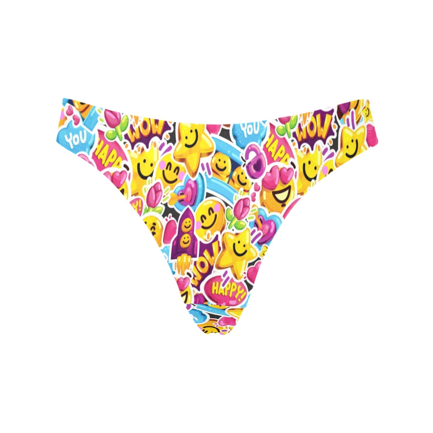 Emoji Sticker Print Pattern Women's Thongs