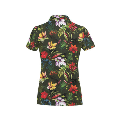 Magnolia Pattern Print Design 02 Women's Polo Shirt
