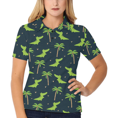 Alligator Pattern Print Design 02 Women's Polo Shirt