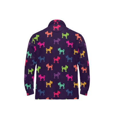 Schnauzers Pattern Print Design A05 Long Sleeve Polo Shirt For Men's
