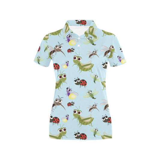 Ladybug Pattern Print Design 01 Women's Polo Shirt