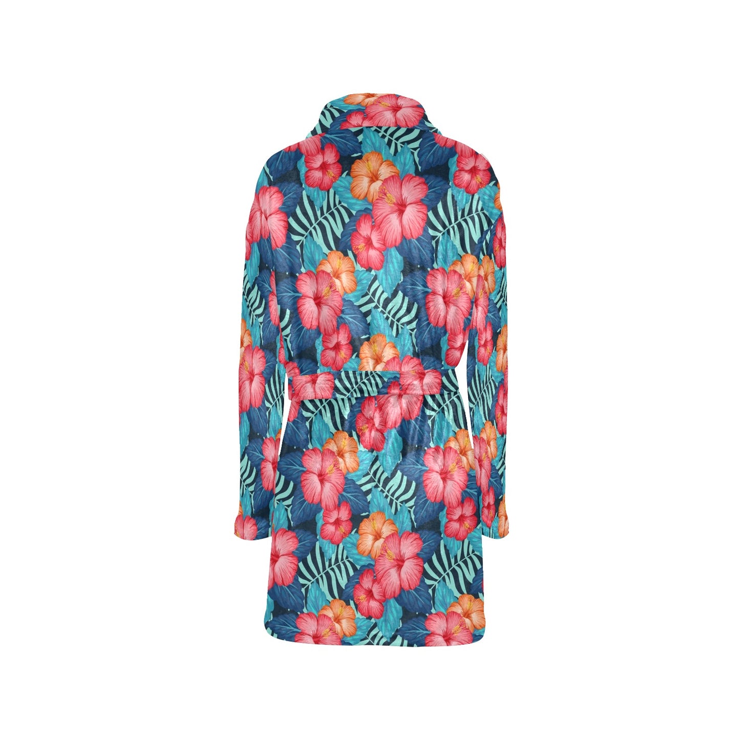 Red Hibiscus Pattern Print Design HB02 Women's Fleece Robe