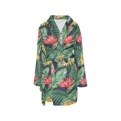 Bird Of Paradise Pattern Print Design BOP09 Women's Fleece Robe