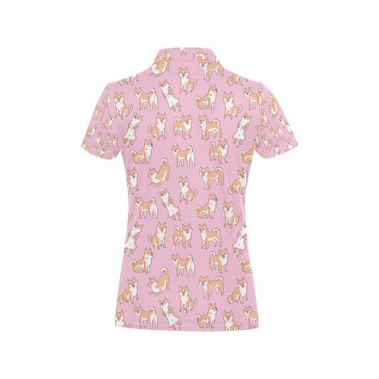 Shiba Inu Print Design LKS303 Women's Polo Shirt