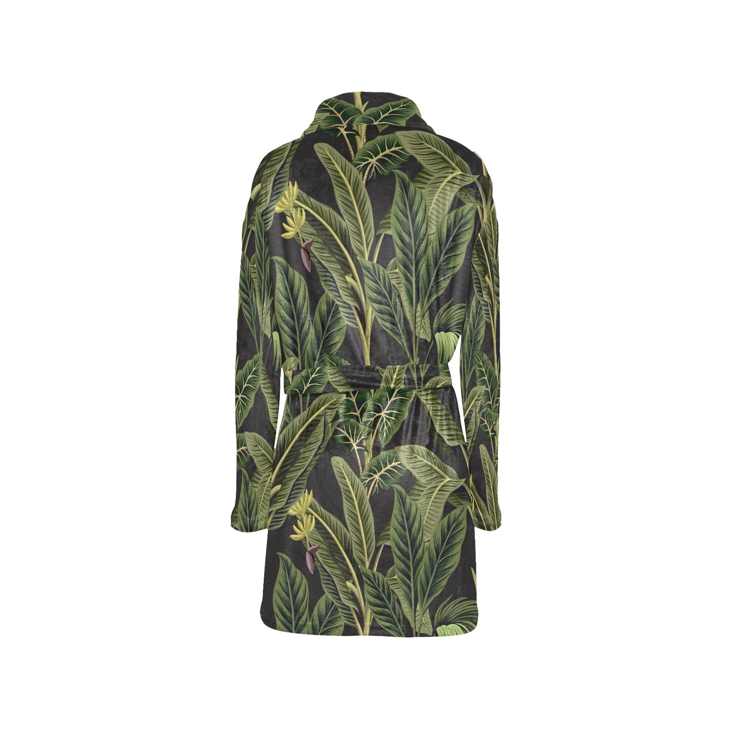 Banana Leaf Pattern Print Design BL04 Women's Fleece Robe