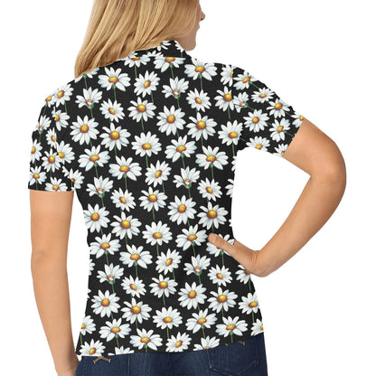 Daisy Print Pattern Women's Polo Shirt