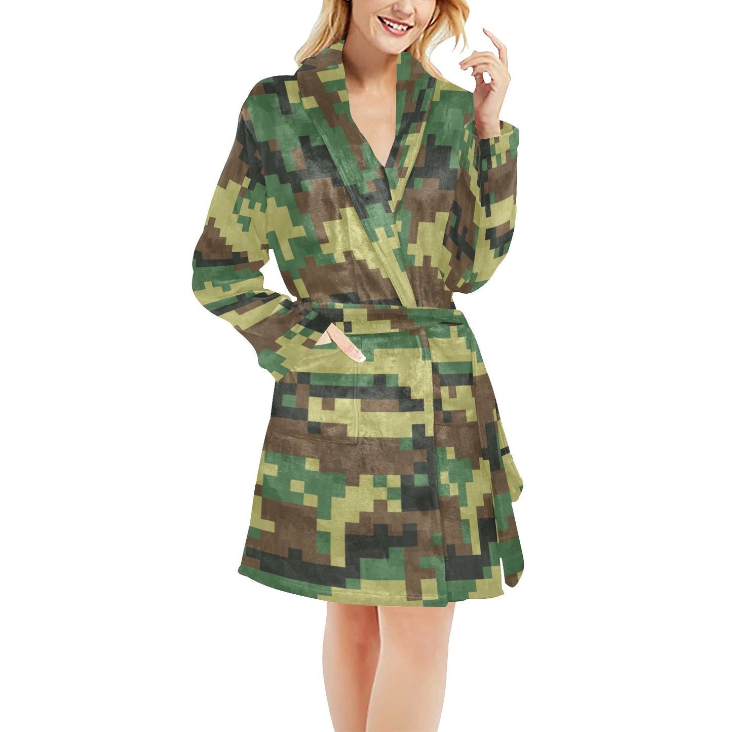 ACU Army Digital Pattern Print Design 02 Women's Fleece Robe