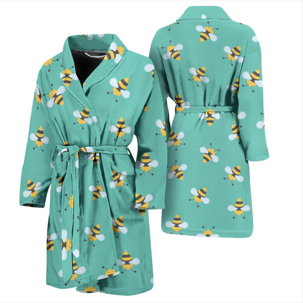 Bee Pattern Print Design 01 Men Bathrobe-JORJUNE.COM