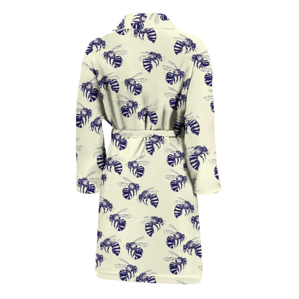 Bee Pattern Print Design 02 Men Bathrobe-JORJUNE.COM