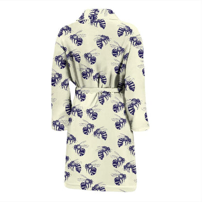 Bee Pattern Print Design 02 Men Bathrobe-JORJUNE.COM