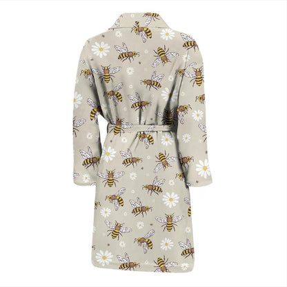 Bee Pattern Print Design 03 Men Bathrobe-JORJUNE.COM