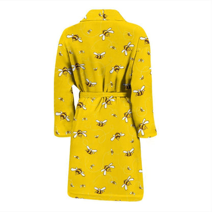 Bee Pattern Print Design 05 Men Bathrobe-JORJUNE.COM