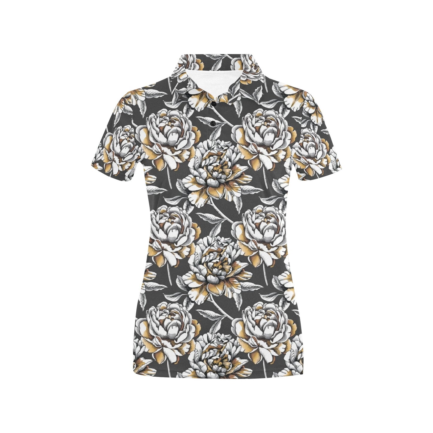 Peony Pattern Print Design PE06 Women's Polo Shirt