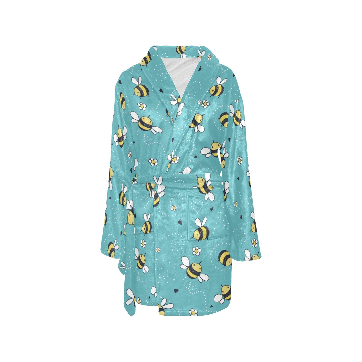 Bee Pattern Print Design BEE02 Women's Fleece Robe