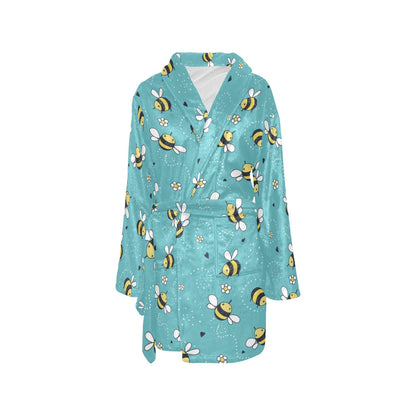 Bee Pattern Print Design BEE02 Women's Fleece Robe