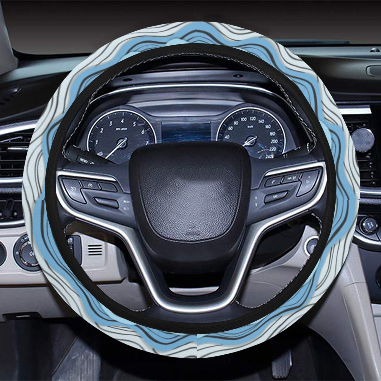 Wave Print Design LKS301 Steering Wheel Cover with Elastic Edge