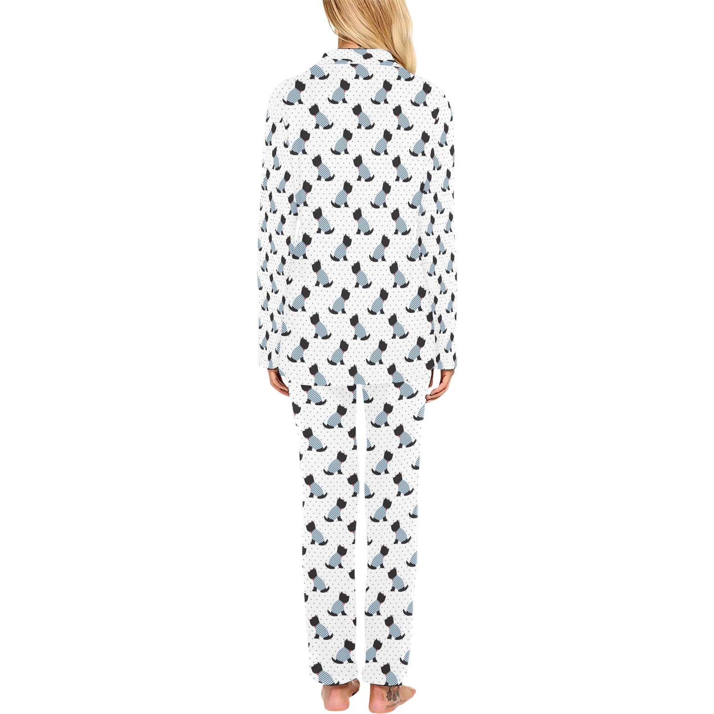 Scottish Terriers Print Design LKS3013 Women's Long Pajama Set