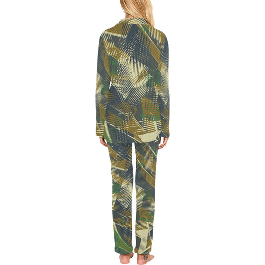Military Camouflage Pattern Print Design 01 Women's Long Pajama Set