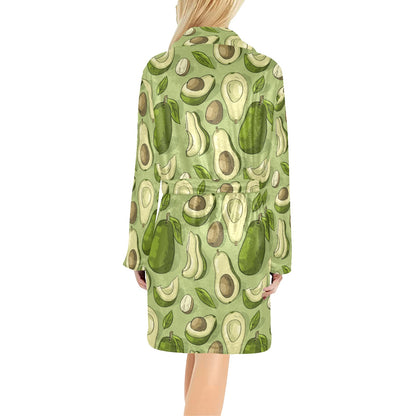 Avocado Pattern Print Design AC03 Women's Fleece Robe