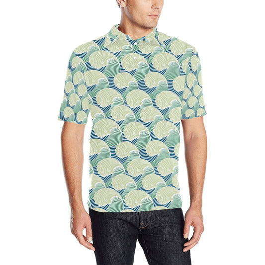 Wave Japan Style Print Design LKS302 Men Polo Shirt